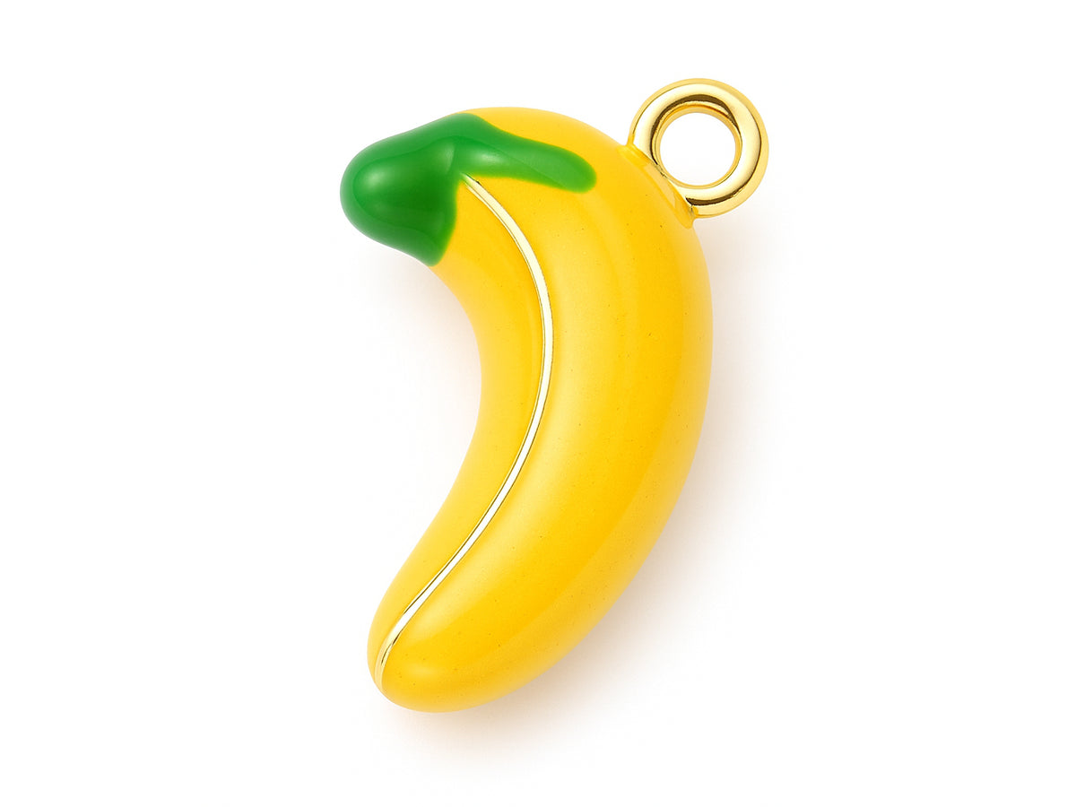 Achat Breloque banane émaillée en laiton doré à l’or fin
