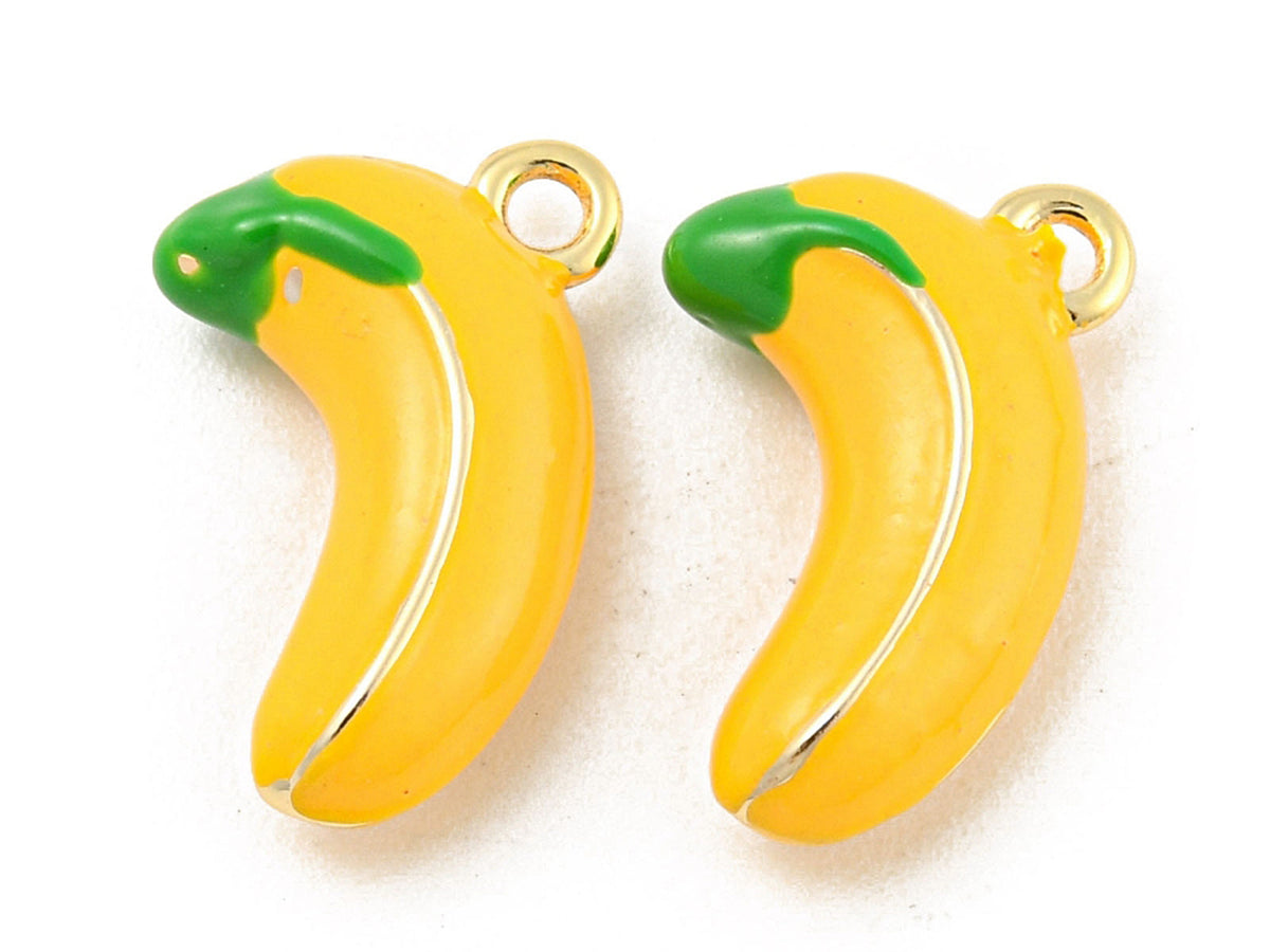 Achat Breloque banane émaillée en laiton doré à l’or fin