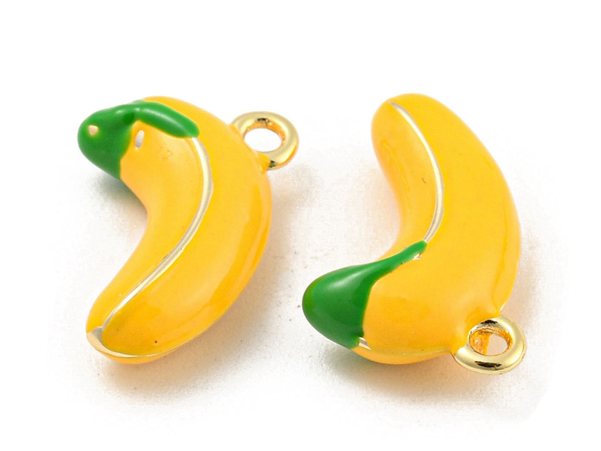achat Breloque banane émaillée en laiton doré à l’or fin