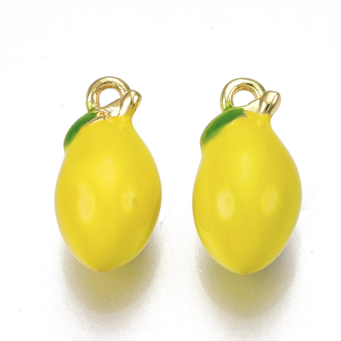 Achat Breloque citron émaillée en laiton doré à l’or fin