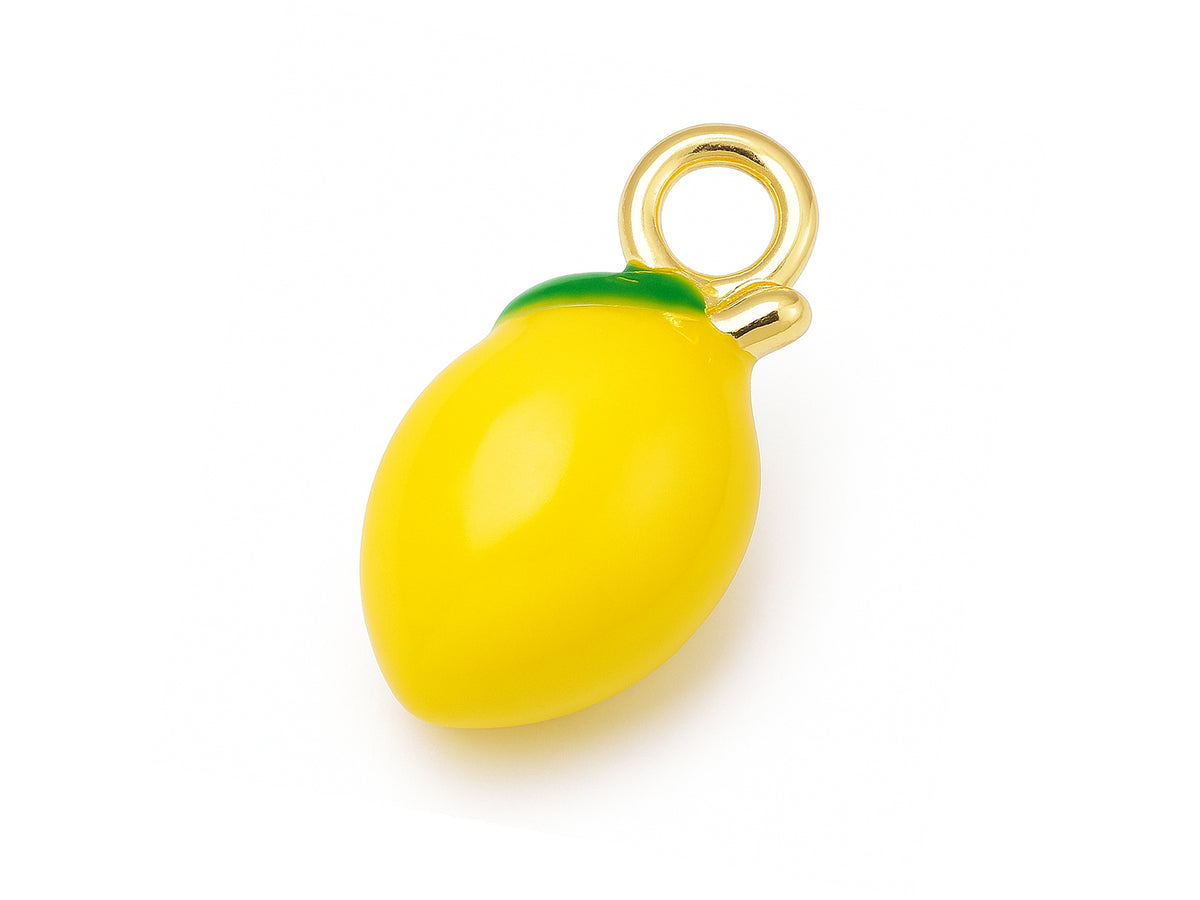 achat Breloque citron émaillée en laiton doré à l’or fin