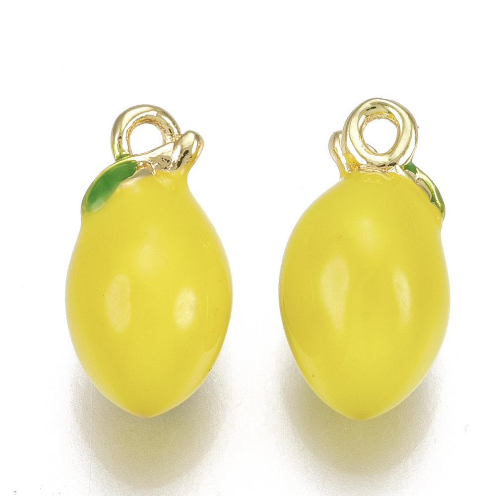 achat Breloque citron émaillée en laiton doré à l’or fin
