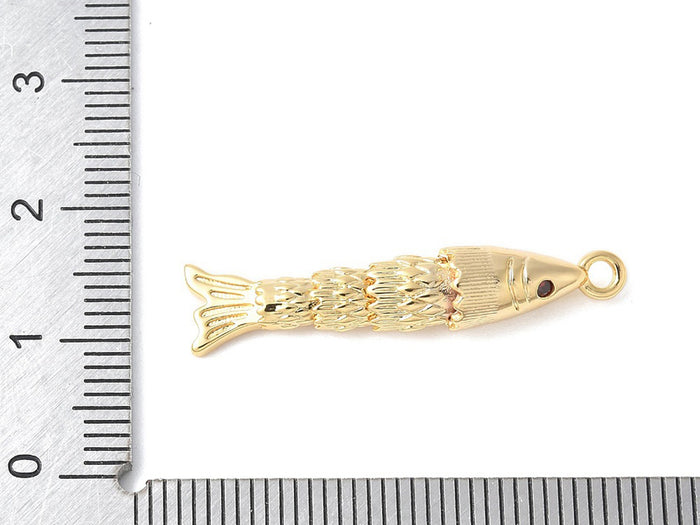 Achat Breloque poisson orné de zircon en laiton doré à l’or fin