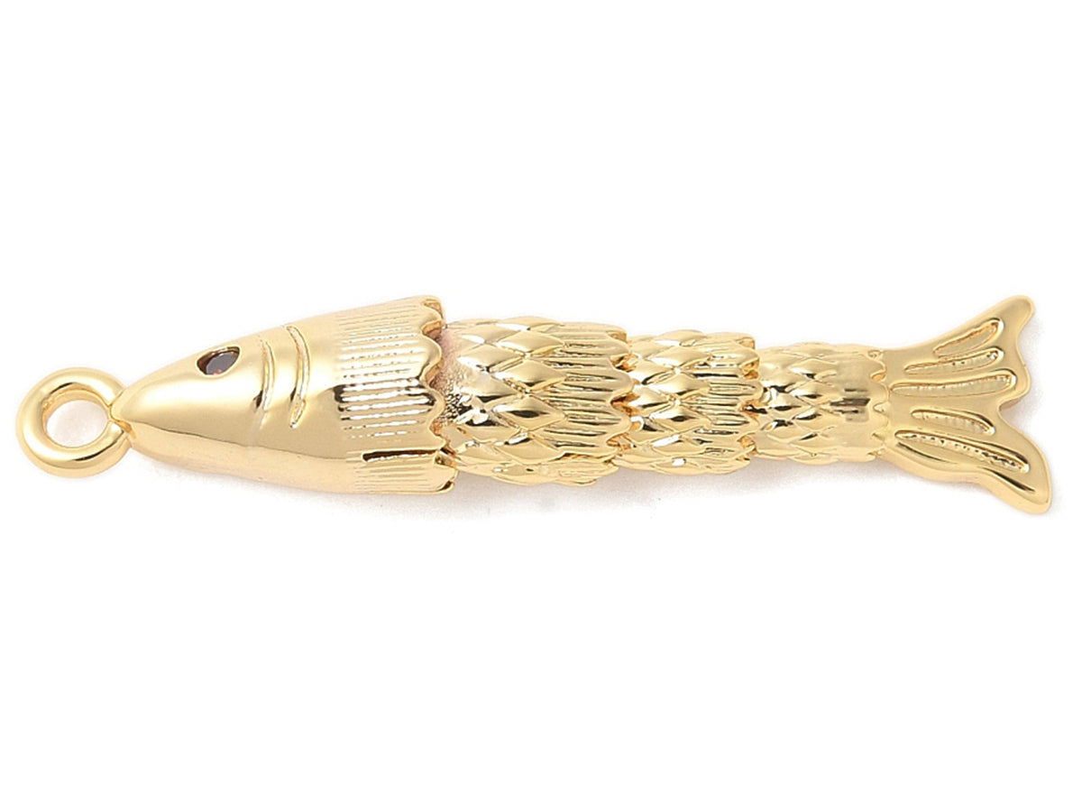 Achat Breloque poisson orné de zircon en laiton doré à l’or fin