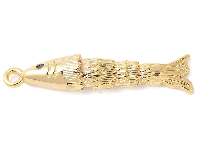 Achat Breloque poisson orné de zircon en laiton doré à l’or fin