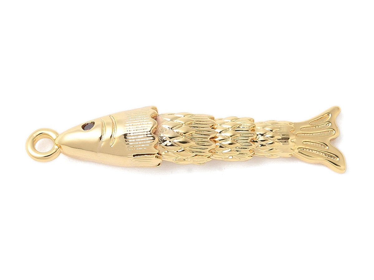 achat Breloque poisson orné de zircon en laiton doré à l’or fin