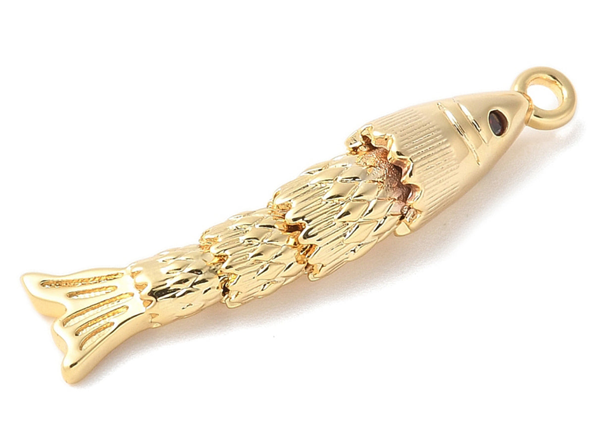 achat Breloque poisson orné de zircon en laiton doré à l’or fin
