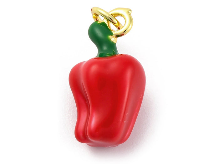 Achat Breloque poivron émaillé en laiton doré à l’or fin (vert, rouge ou jaune aléatoire)