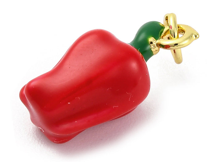 Achat Breloque poivron émaillé en laiton doré à l’or fin (vert, rouge ou jaune aléatoire)