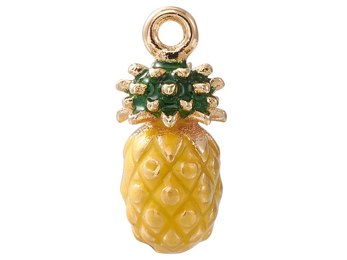 Achat Breloque ananas émaillée en laiton doré à l’or fin