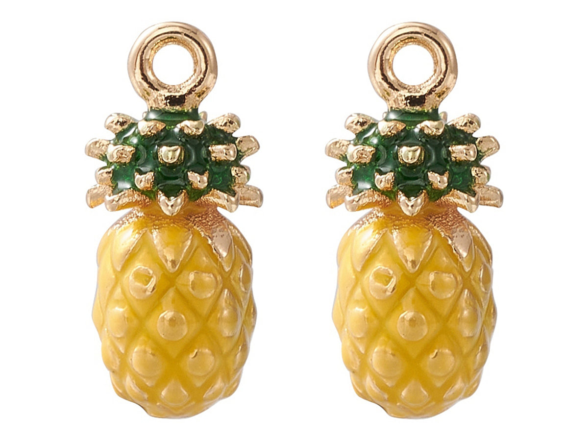 achat Breloque ananas émaillée en laiton doré à l’or fin