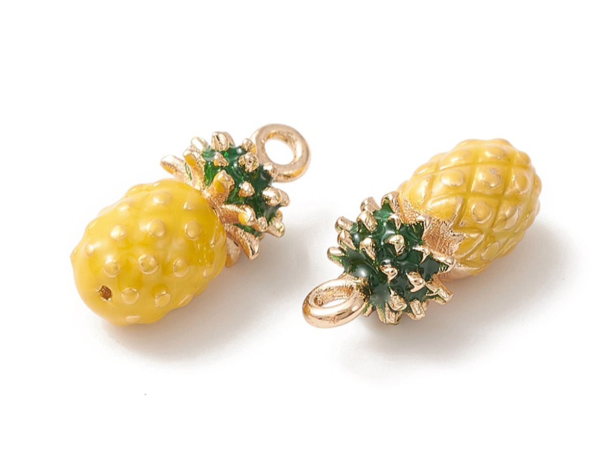 achat Breloque ananas émaillée en laiton doré à l’or fin