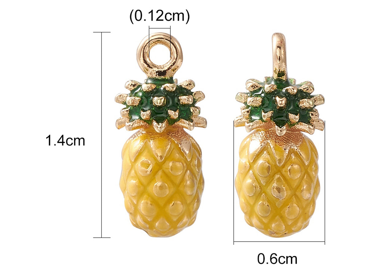 achat Breloque ananas émaillée en laiton doré à l’or fin