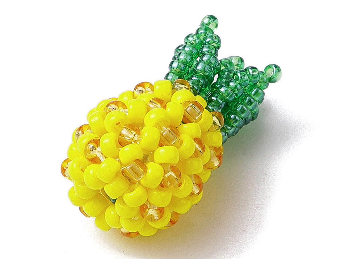 achat Breloque ananas en perles de rocaille jaunes