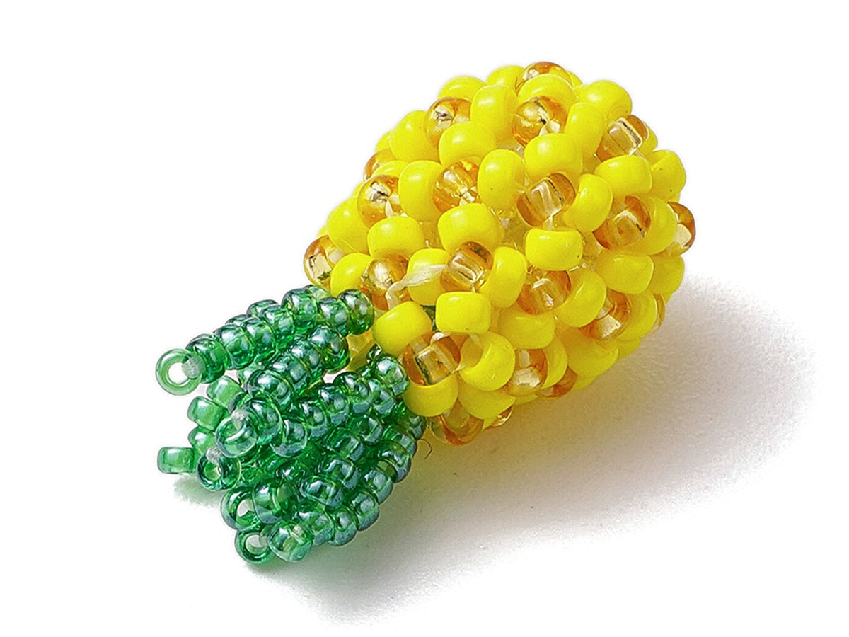 achat Breloque ananas en perles de rocaille jaunes
