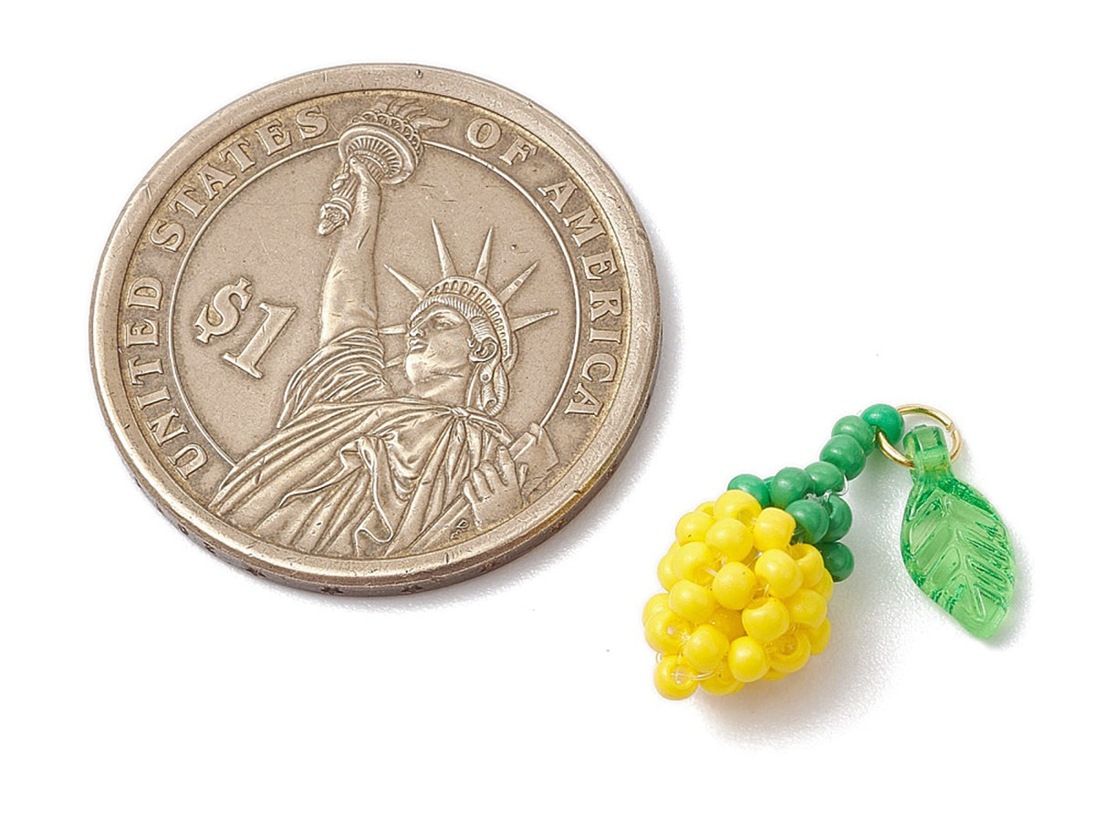 achat Pendentif citron jaune en perles de rocailles