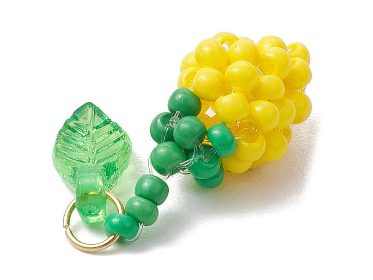 achat Pendentif citron jaune en perles de rocailles