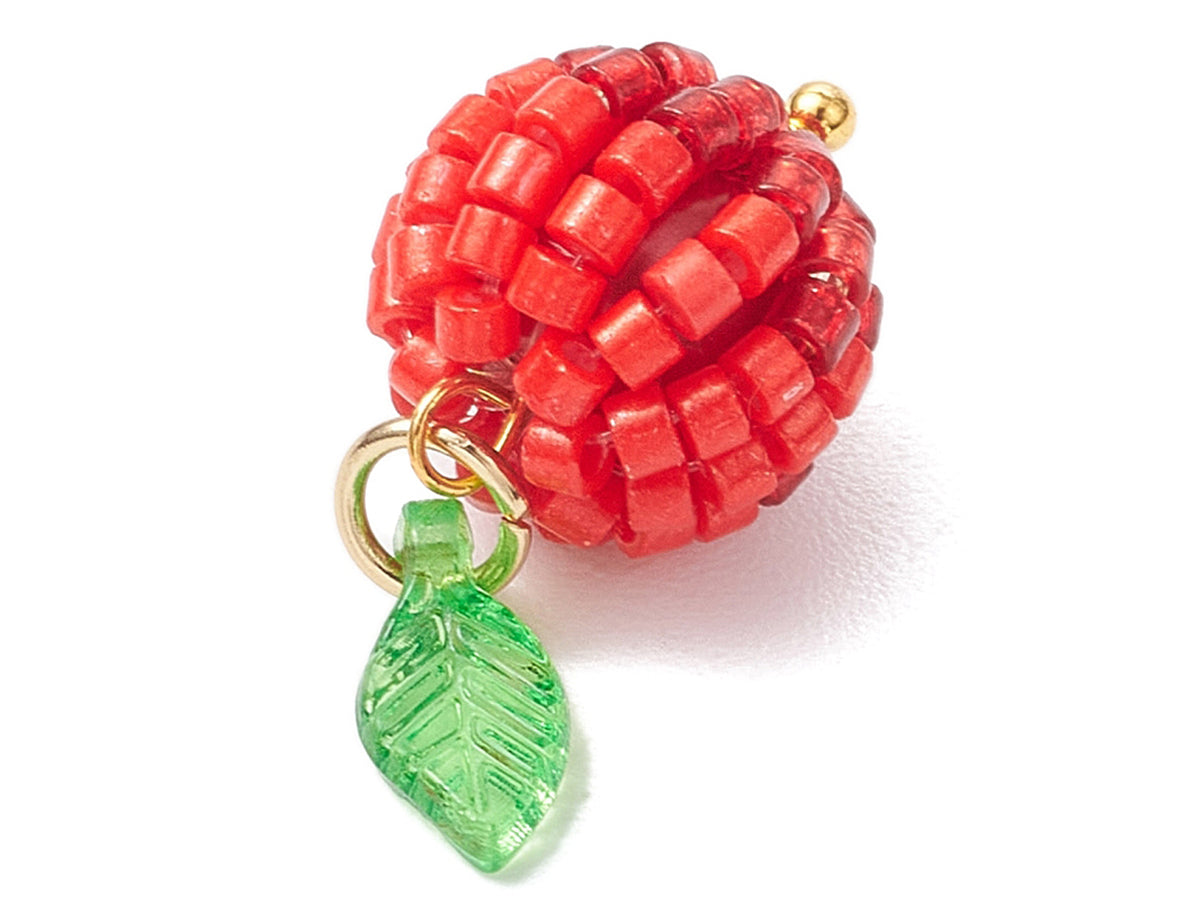achat Pendentif pomme rouge en perles de rocaille nacrées