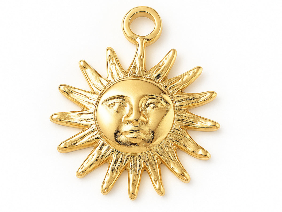 Achat Breloque soleil texturé en acier inoxydable 304 doré