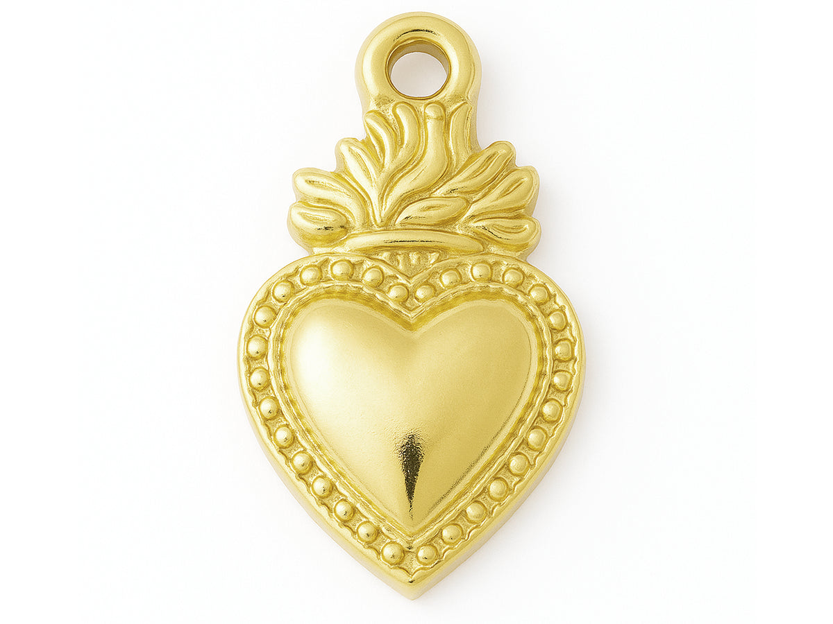Achat Breloque cœur sacré en acier inoxydable 304 plaqué or 14K