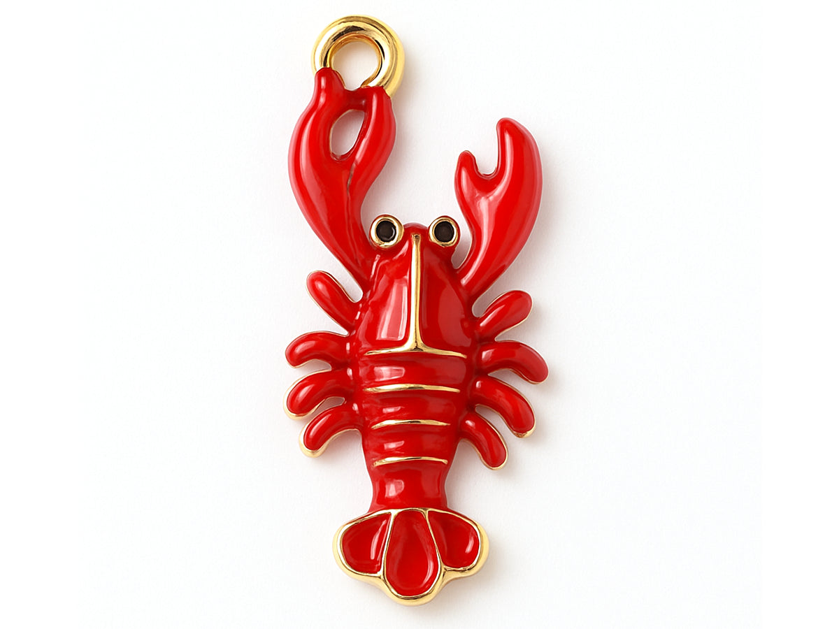 Achat Breloque émaillée homard rouge et doré