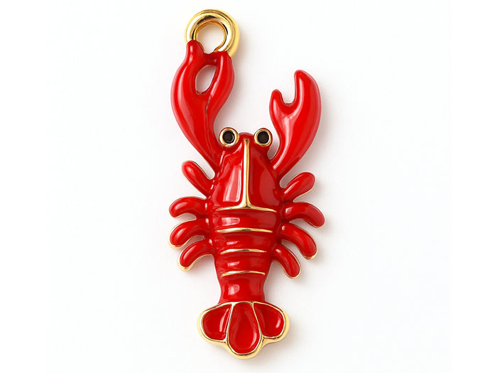 Achat Breloque émaillée homard rouge et doré