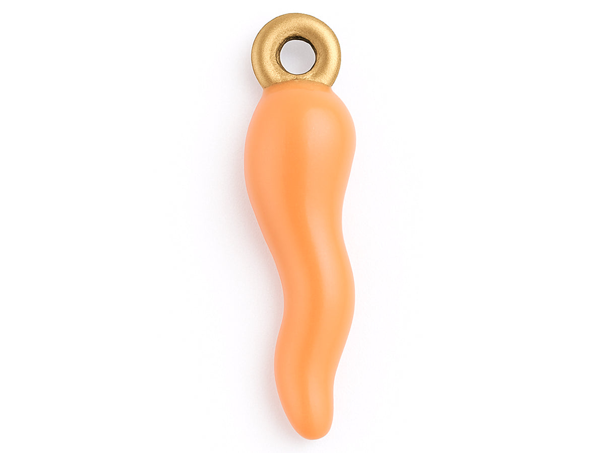 achat Breloque corne italienne en émail saumon clair sur acier inoxydable 304 plaqué or