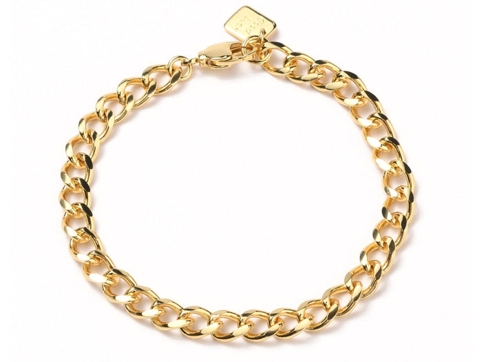 Achat Bracelet chaîne cubaine en laiton doré à l’or fin – 19 cm