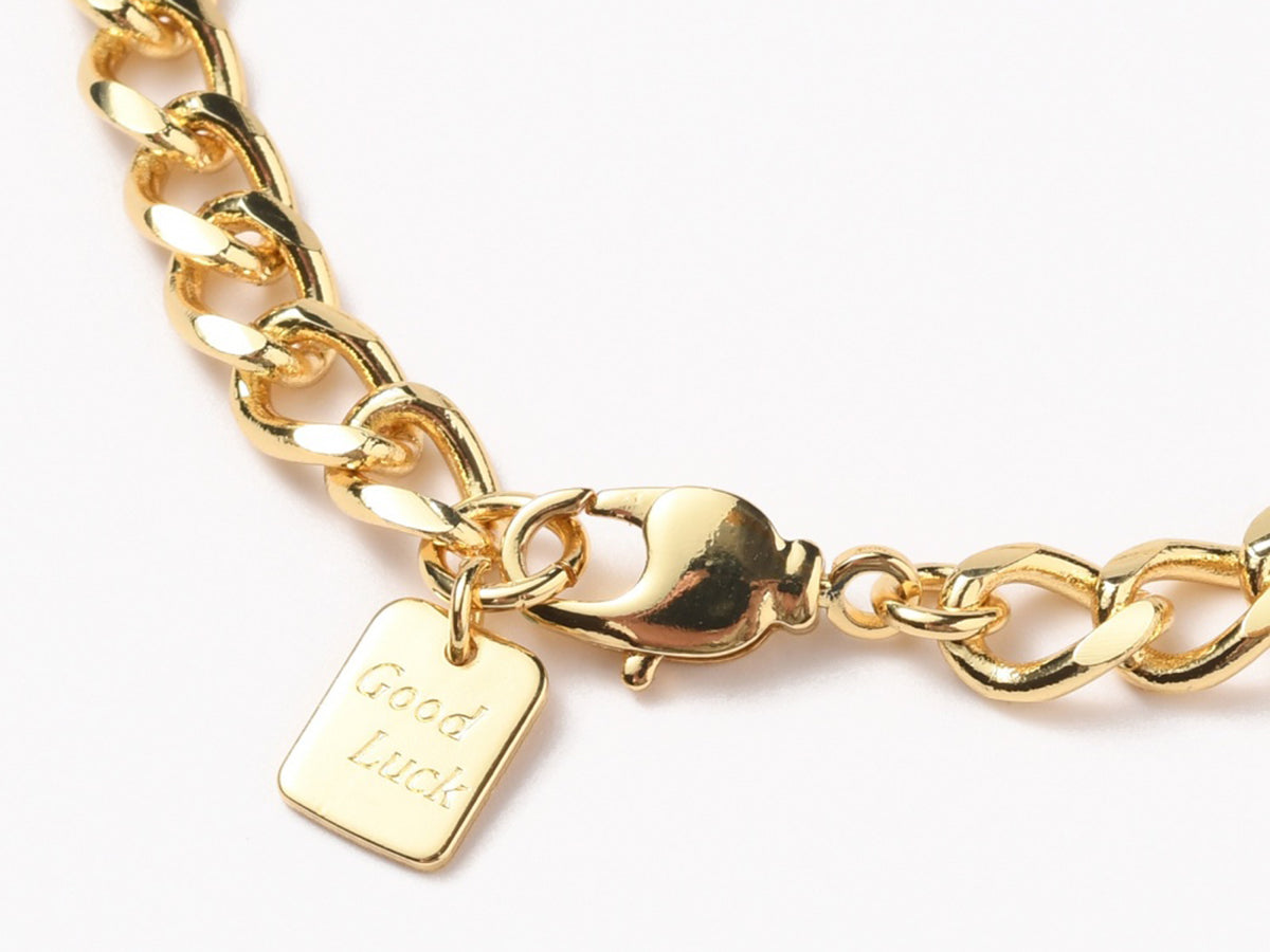 achat Bracelet chaîne cubaine en laiton doré à l’or fin – 19 cm