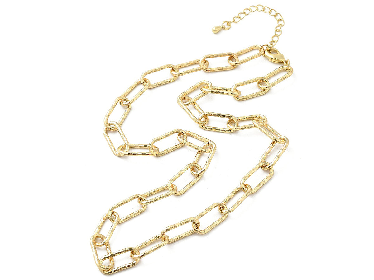 Achat Collier chaîne à maillons texturés en laiton doré à l’or fin – 43,3 cm