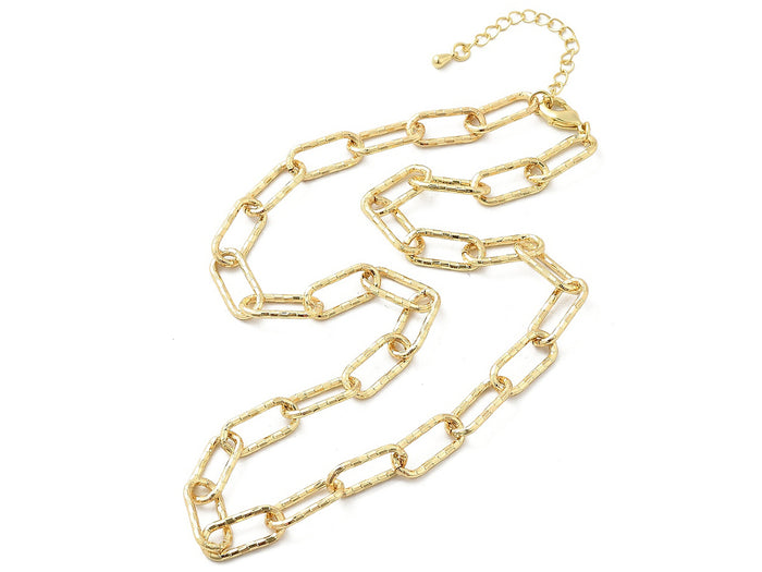 Achat Collier chaîne à maillons texturés en laiton doré à l’or fin – 43,3 cm