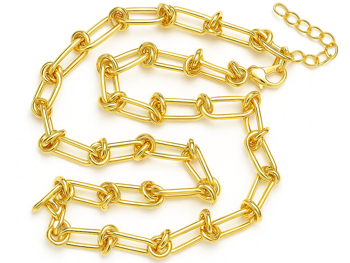 achat Collier chaîne à nœuds en laiton doré à l’or fin