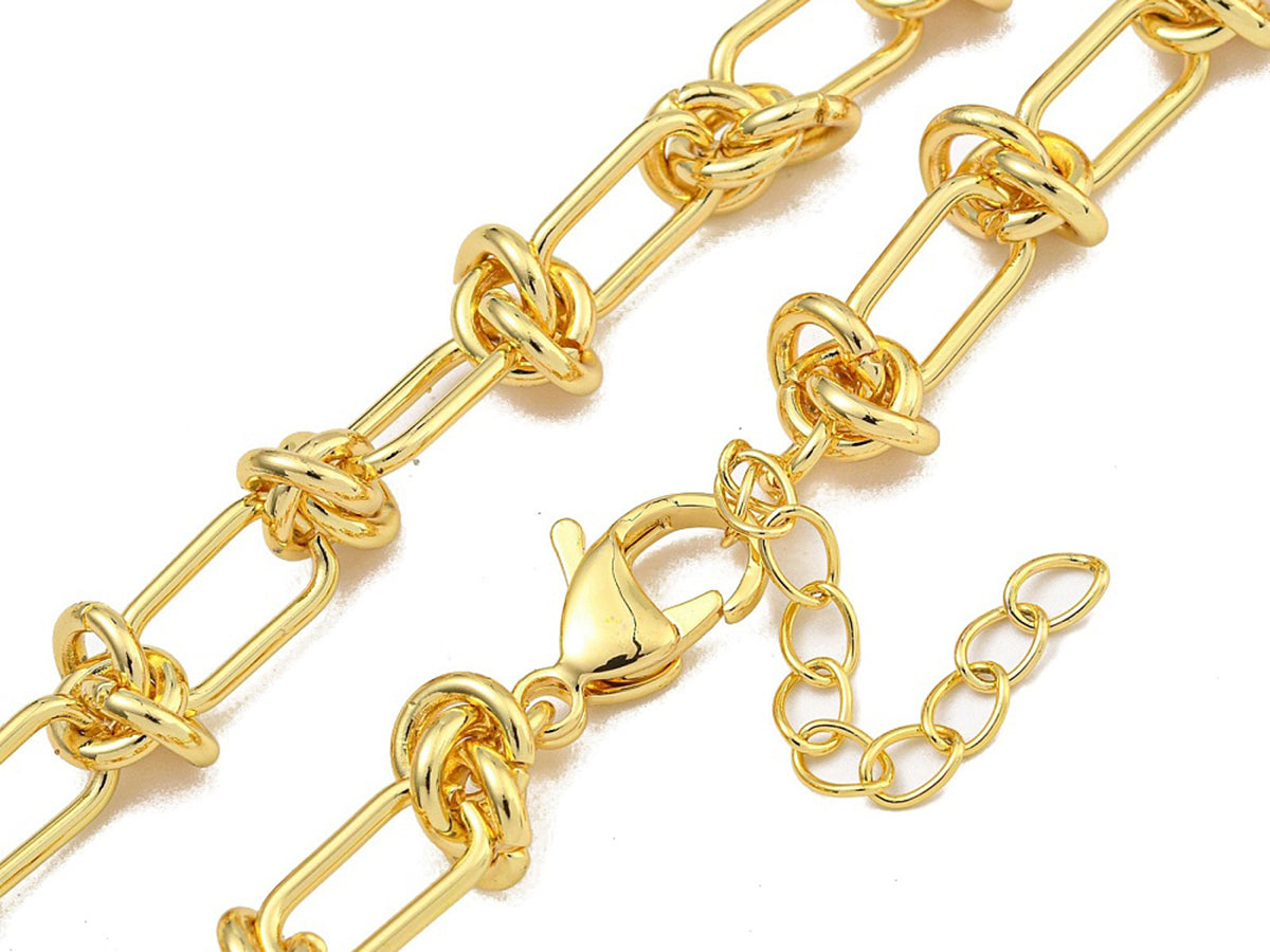 achat Collier chaîne à nœuds en laiton doré à l’or fin