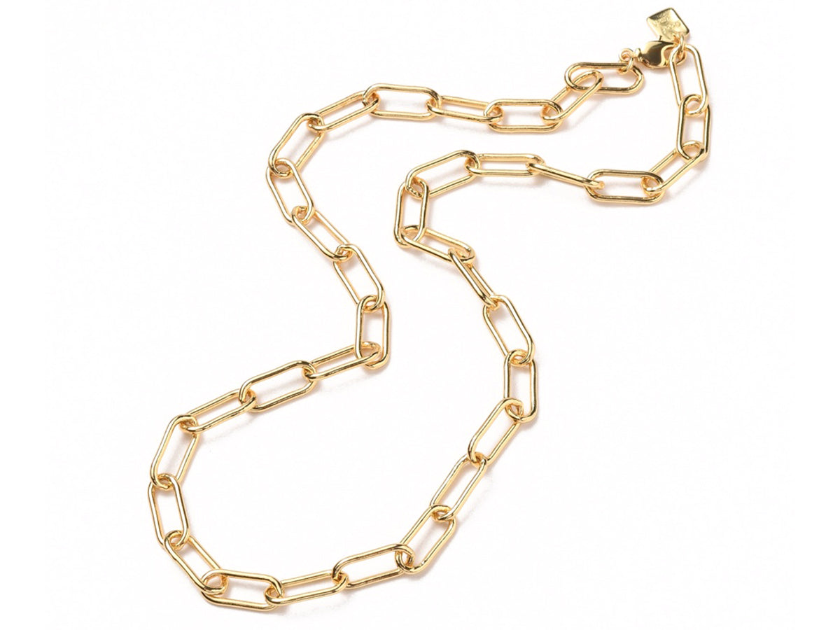 achat Collier chaîne à maillons rectangulaires en laiton doré à l’or fin