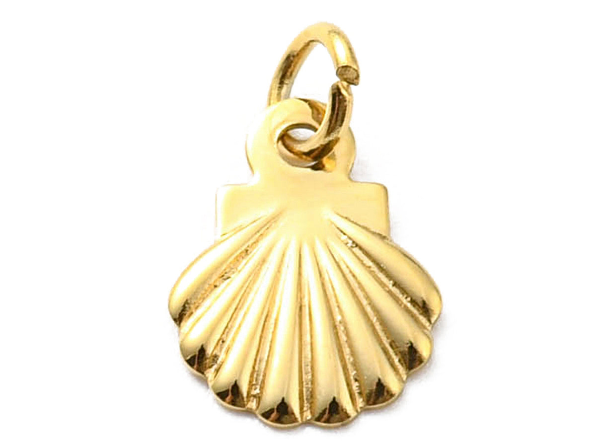 Achat Breloque coquillage en acier inoxydable 304 plaqué or 14K avec anneau