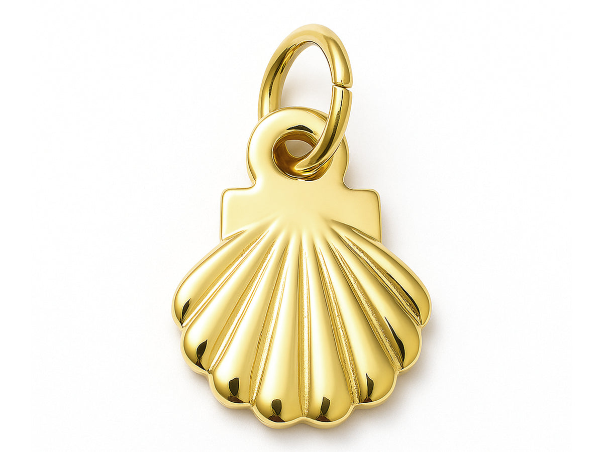 Achat Breloque coquillage en acier inoxydable 304 plaqué or 14K avec anneau
