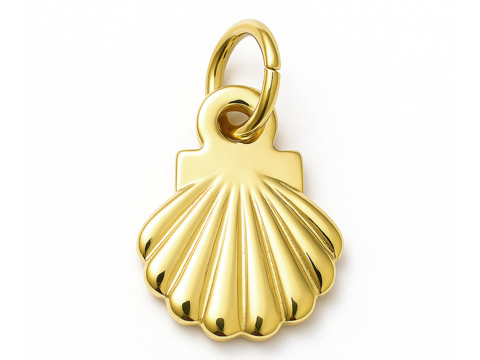 Achat Breloque coquillage en acier inoxydable 304 plaqué or 14K avec anneau