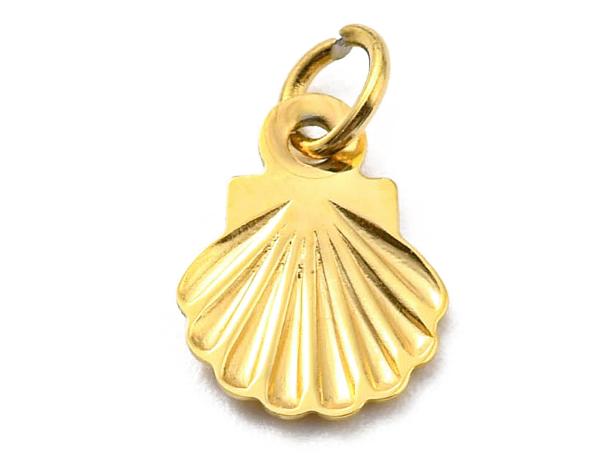 achat Breloque coquillage en acier inoxydable 304 plaqué or 14K avec anneau