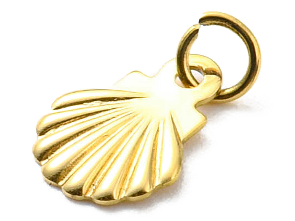 achat Breloque coquillage en acier inoxydable 304 plaqué or 14K avec anneau
