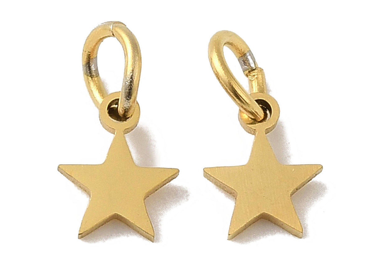 Achat Breloque étoile en acier inoxydable 201 plaqué or 18K avec anneau