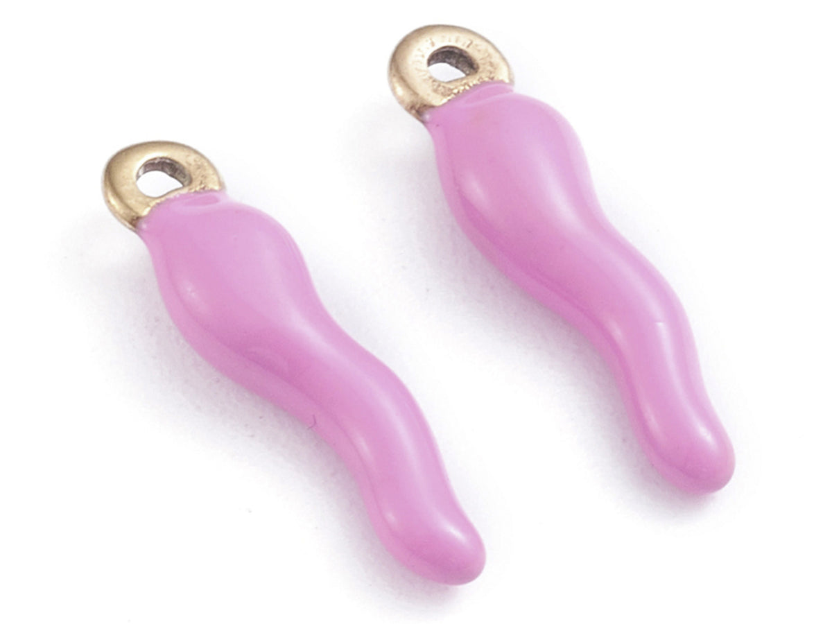 achat Breloque corne italienne en émail violet sur acier inoxydable 304 plaqué or