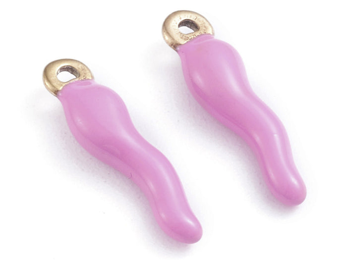 Achat Breloque corne italienne en émail violet sur acier inoxydable 304 plaqué or