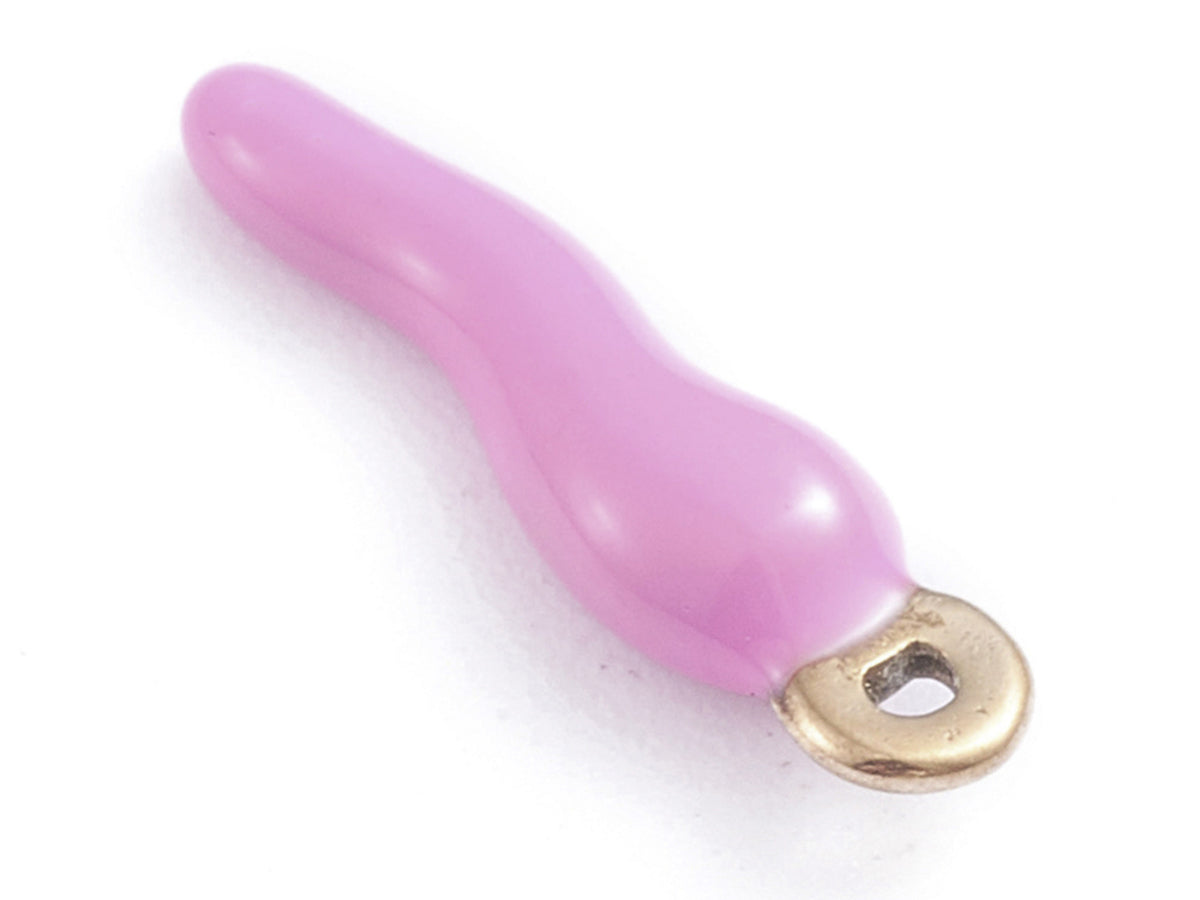 achat Breloque corne italienne en émail violet sur acier inoxydable 304 plaqué or