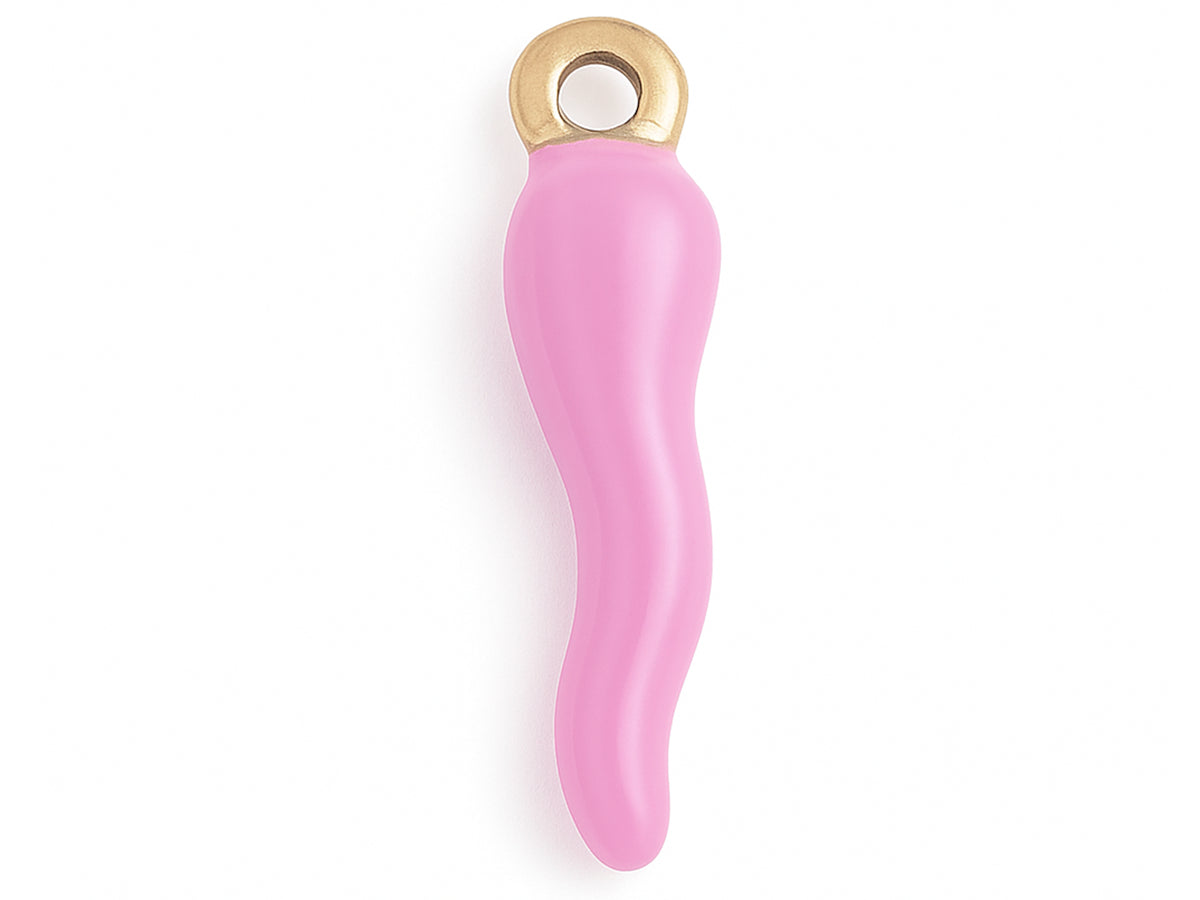 achat Breloque corne italienne en émail violet sur acier inoxydable 304 plaqué or