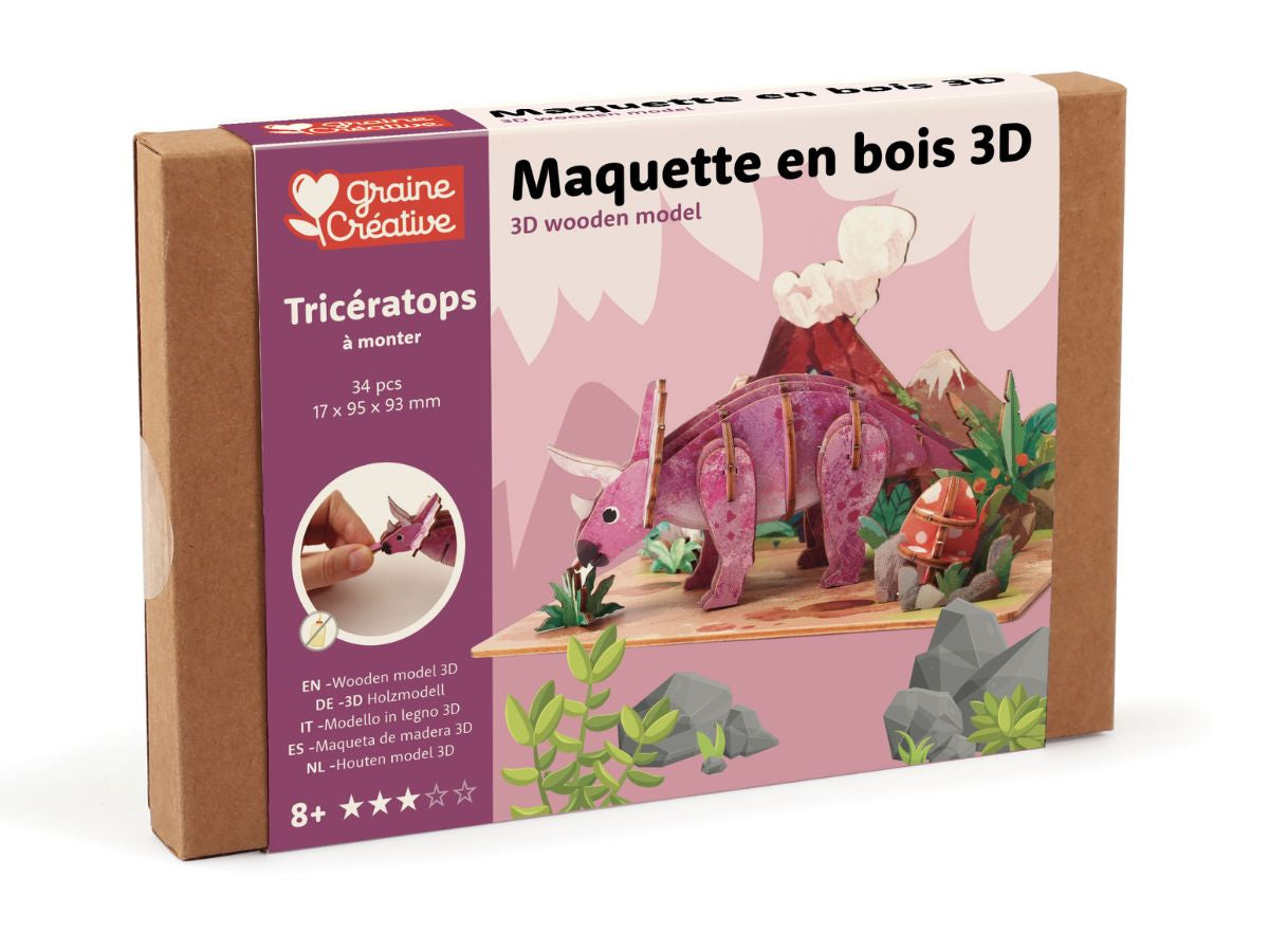 Achat Maquette en bois 3D - Tricératops