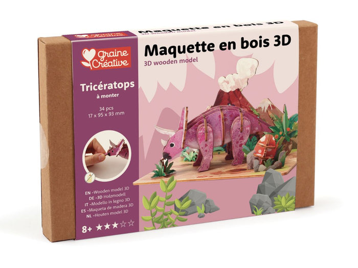 Achat Maquette en bois 3D - Tricératops