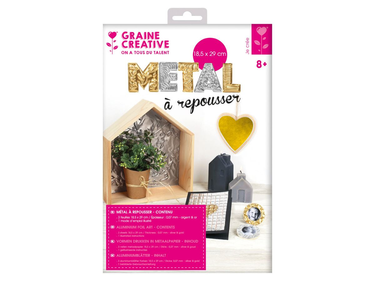 Achat Feuilles métal à repousser - Set créatif aluminium or & argent