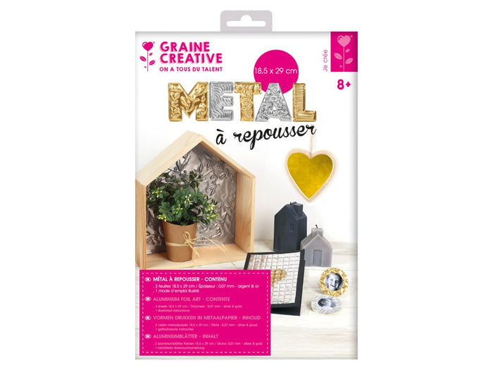 Achat Feuilles métal à repousser - Set créatif aluminium or & argent