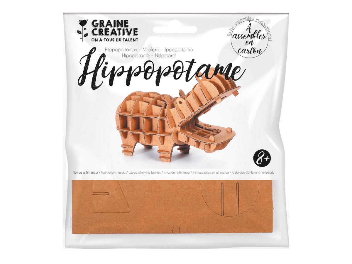Achat Maquette en carton 3D - Hippopotame à monter