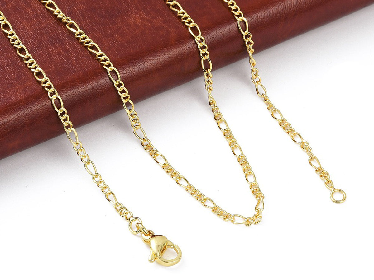 achat Collier chaîne figaro en laiton doré à l’or fin